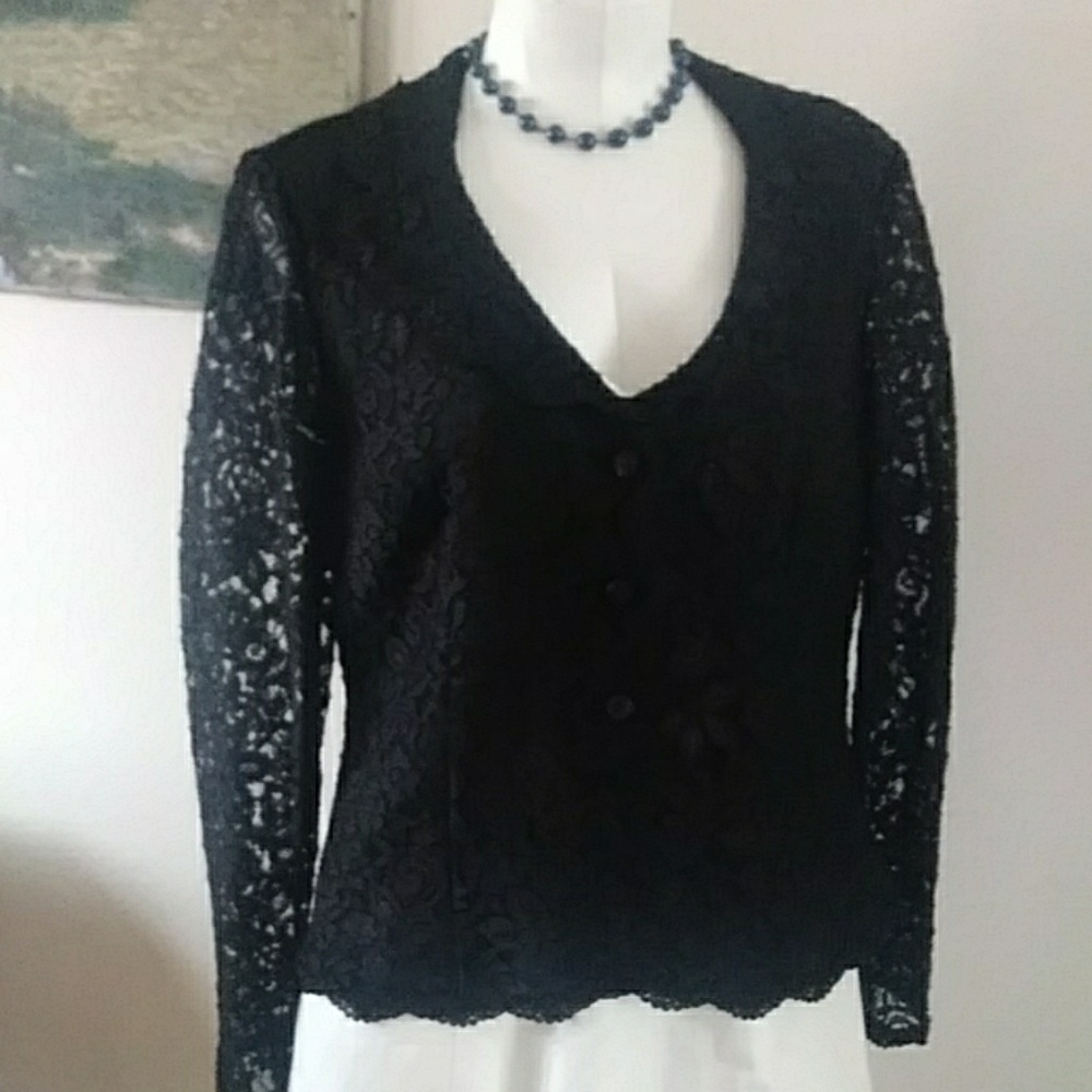 Talbots Petites Black Lace Blazer